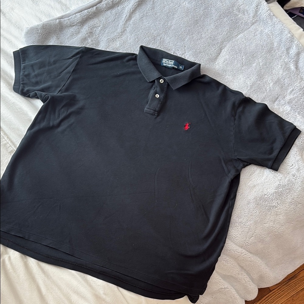 EUC Polo by Ralph Lauren Black Polo Shirt with Embroidered Logo SIZE XL